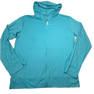 01.Algo Boys Teal Blue Hoodie Moisture Wicking Quick Dry Zipper Long Sleeve XL